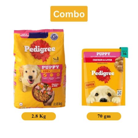 Pedigree Puppy Dry & Wet Food Combo | Chicken & Milk + Chicken & Liver