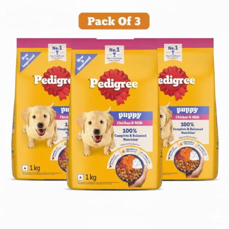 Pedigree Puppy Dry Dog Food Chicken & Milk Pack Of 3 (1kg)
