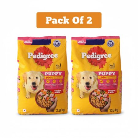 Pedigree Puppy Dry Dog Food Chicken & Milk Pack Of 2 (2.8 kg)