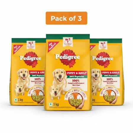 Pedigree Puppy & Adult Dog Food 100% Veg Pack Of 3 (1 kg)