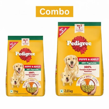 Pedigree Puppy & Adult Dog Food 100% Veg Combo (1 kg + 2.8 kg)