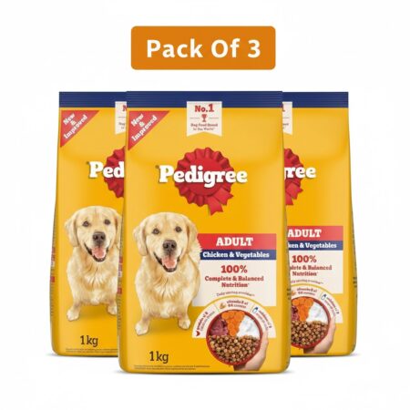 Pedigree Adult Dry Dog Food Chicken & Veg Pack Of 3 (1 kg)
