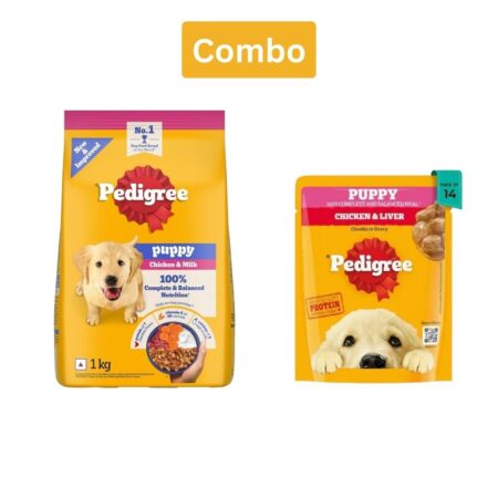 Pedigree Puppy Dry & Wet Food Combo | Chicken & Milk + Chicken & Liver