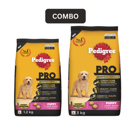 Pedigree Pro Puppy Large Breed | Pack of 3 | 1.2 kg x 3 kg