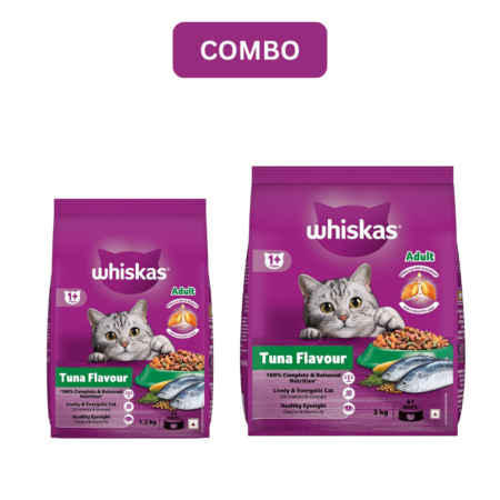 Whiskas Adult Dry Cat Food | Tuna Combo | 1.2 kg + 3 kg