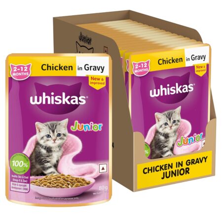 Whiskas Kitten Chicken in Gravy Flavor| Wet Cat Food (80 gm)