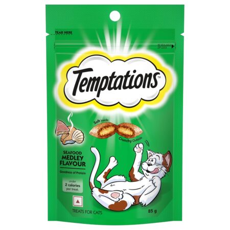 Temptations Crunchy Cat Treat Sea Food Medley Flavor | 85 gm
