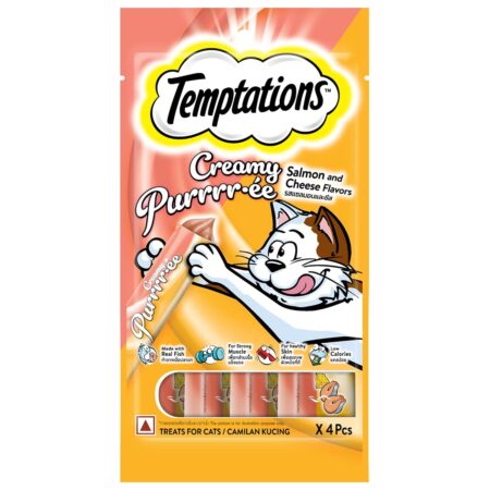 Temptations Creamy Purrrrr-ee Cat Treat Salman & Cheese Flavor | 48 gm
