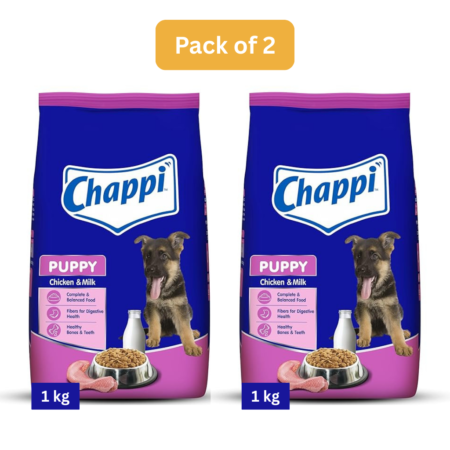 Chappi Puppy Dry Dog Food Pack of 2 | Chicken & Milk | 1 kg x 2