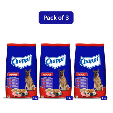 Chappi Adult Dry Dog Food | Pack of 3 | Chicken & Rice | 1 kg x 3
