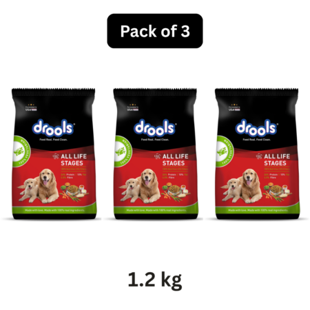 Drools 100% Vegetarian Dry Dog Food 1.2 Kg | Pack Of 3