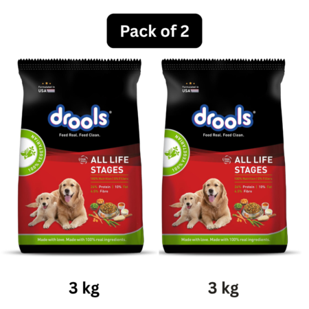 Drools 100% Vegetarian Dry Dog Food 3 Kg | Pack Of 2