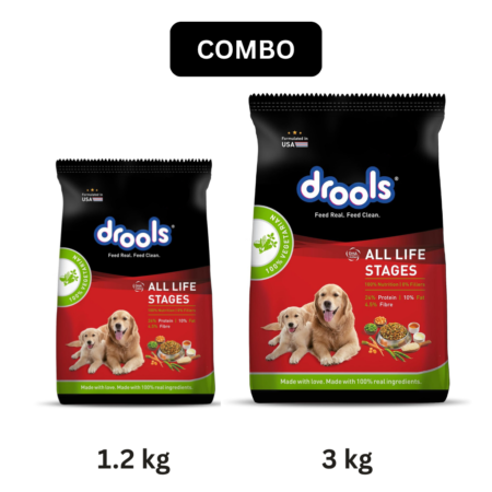 Drools 100% Vegetarian Dry Dog Food Combo 1.2 Kg + 3 Kg