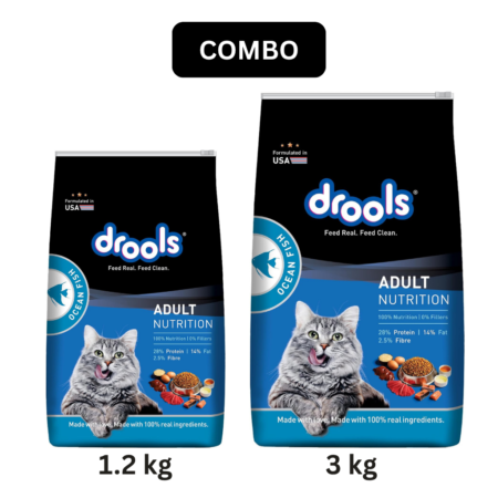 Drools Adult Ocean Fish Dry Cat Food Combo 1.2 Kg + 3 Kg