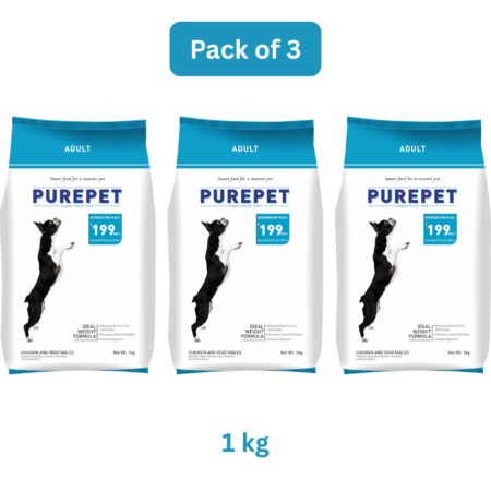 Drools Purepet Adult Chicken & Vegetable Dry Dog Food 1 Kg | Pack Of 3