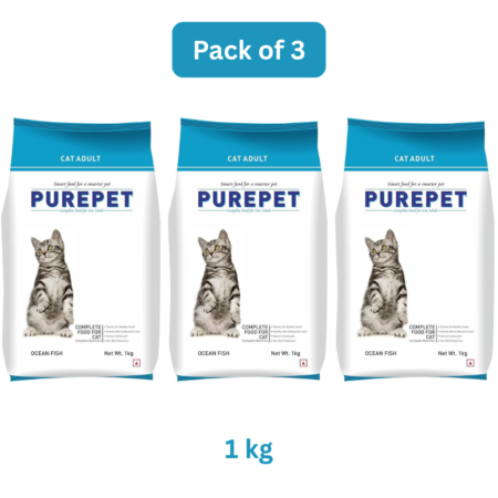 Drools Purepet Adult Ocean Fish Dry Cat Food 1 Kg | Pack Of 3