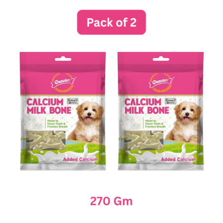 Gnawlers Calcium Milk Bone Dog Treat | Pack Of 2 | 270 Gm *2 | 90 Pcs Each