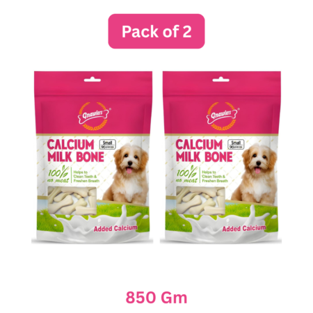 Gnawlers Calcium Milk Bone Dog Treat | Pack Of 2 | 850 Gm | 90 Pcs