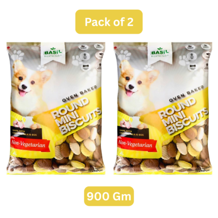 Basil Round Mini Biscuits Non-Vegetarian | 900 Gm | Pack Of 2